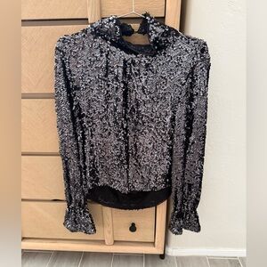 Free people sequin cowl back long sleeve